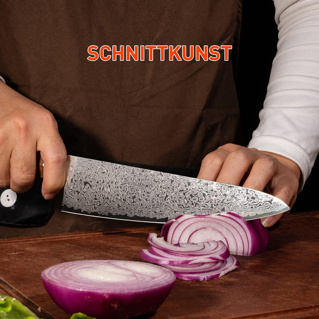 FUJUNI Kochmesser Damastmesser Mit Extrem Scharf 20cm Klinge Aus 67 Lagen Vg-10 Damaststahl Küchenme