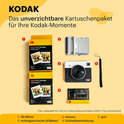 Kodak Mini Shot 3 Retro Weihnachtsgeschenke 4PASS 2-in-1-Sofortbildkamera und Fotodrucker, Tragbar (