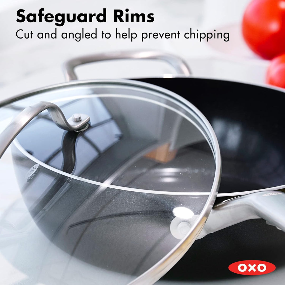 OXO Agility 3QT Kochtopf mit Glasdeckel, Keramik-Antihaft-Kochgeschirr, PFAS-frei, induktionsgeeigne