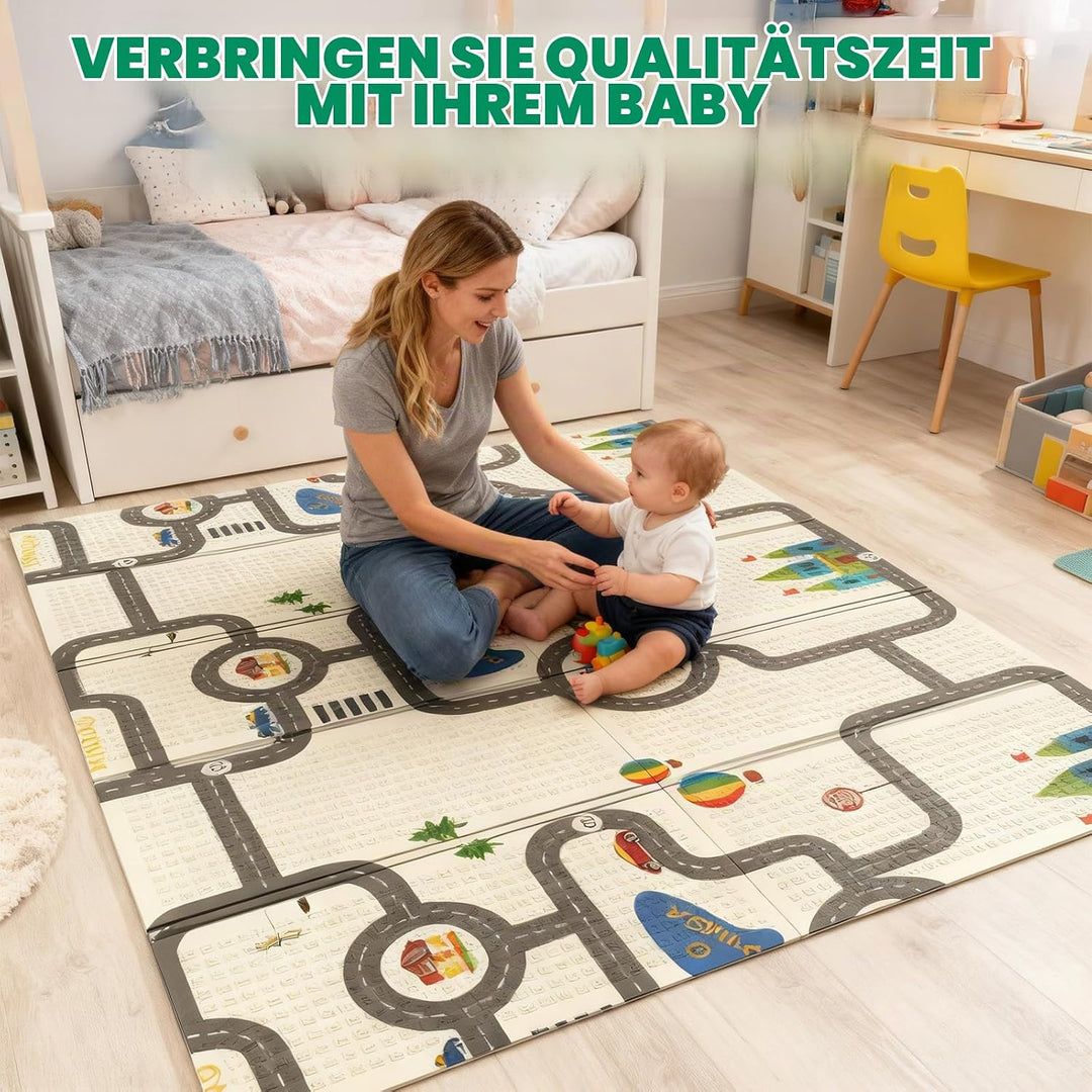 Soontrans Krabbelmatte Baby, Spielmatte Baby Faltbar, 200x180x1cm, Play Mat for Babies Doppelseitige