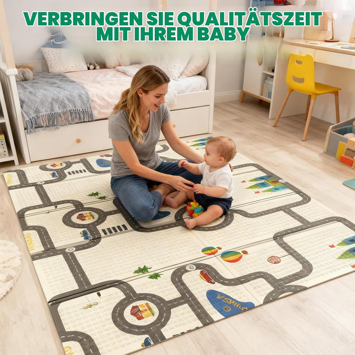 Soontrans Krabbelmatte Baby, Spielmatte Baby Faltbar, 200x180x1cm, Play Mat for Babies Doppelseitige