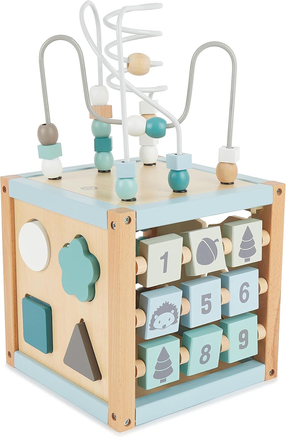 Bieco Motorikwürfel XXL Scandi-Chic | Motorikspielzeug ab 1 Jahr | Activity Center Baby Spielzeug 1