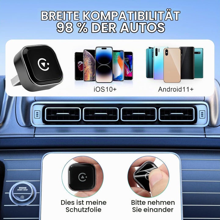 Mini USB Wireless CarPlay Adapter for iPhone &amp; Wireless Android Auto 2-in-1 Adapter | Convert Wired