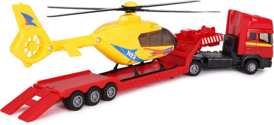 Toyland® Scania Pritschenschlepper mit Hubschrauber - Massstab 1:48 - Freilauf - Transportspielzeugs