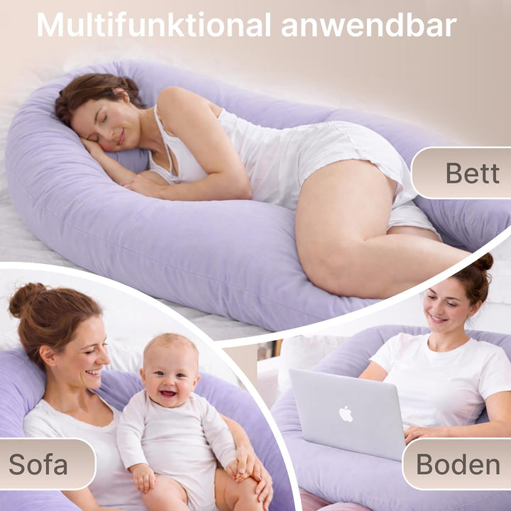 ELONEO NEU Seitenschläferkissen mit Bezug | Stillkissen | Schwangerschaftskissen XXL | Pregnancy Pil