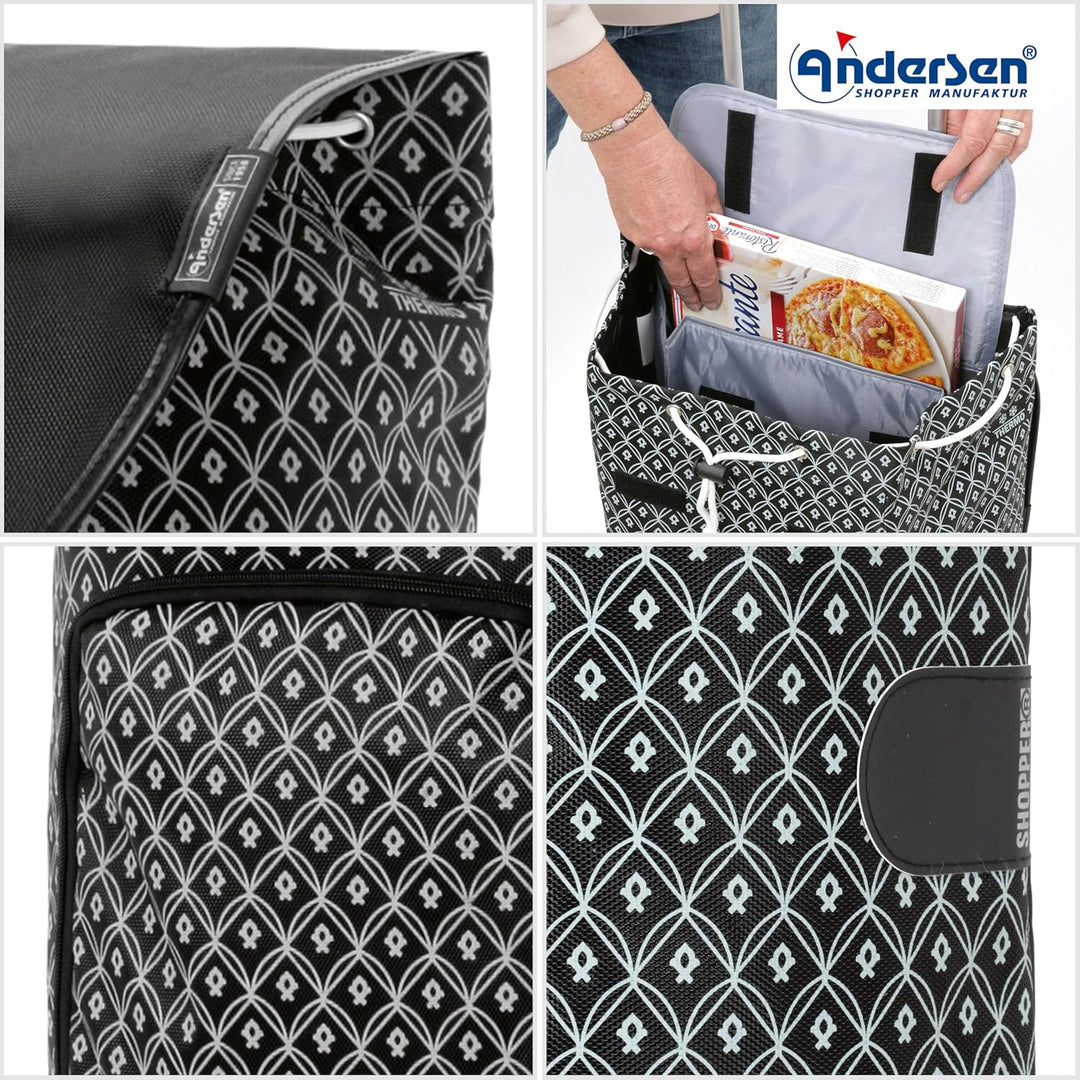 ANDERSEN Einkaufstrolley - Scala Shopper Plus Famke schwarz 47 L Einkaufshilfe, modisch, Thermo, Alu