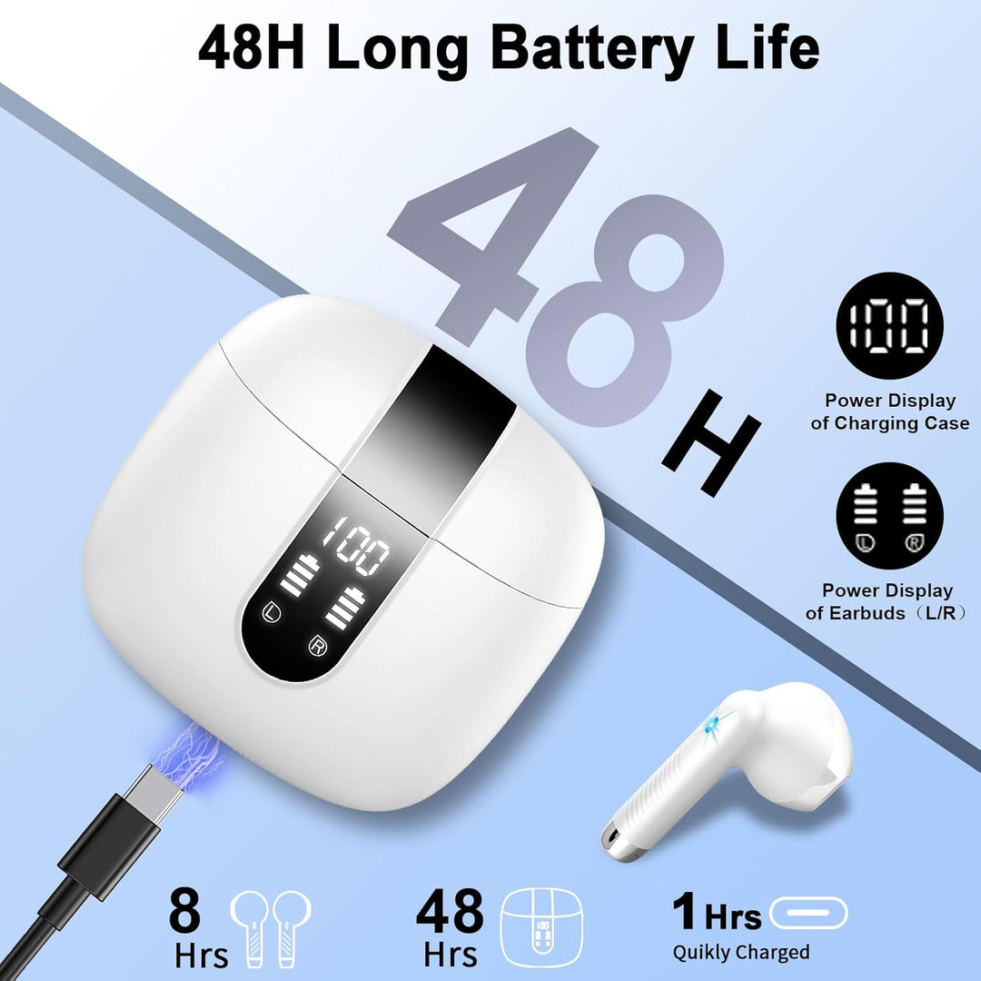Bluetooth Kopfhörer, In Ear Kopfhörer Kabellos Bluetooth 5.3 Kabellose Kopfhörer mit 4 Mic, 2023 Neu