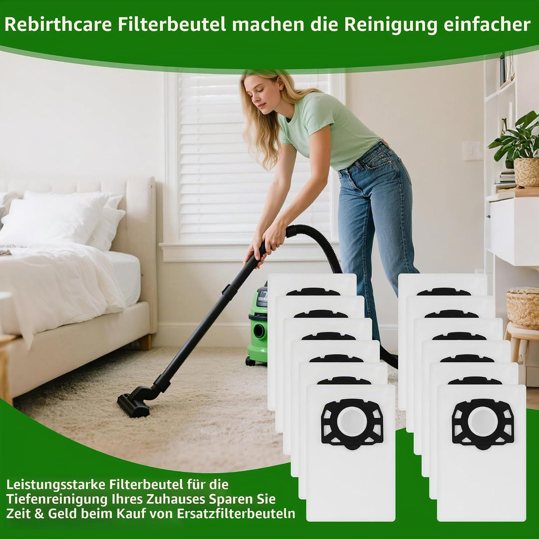 12 Stück KFI 487 Staubsaugerbeutel für Kärcher WD4,WD5,WD6,WD5P,WD6P, MV4, MV5, MV6, KNT4, Nass Troc