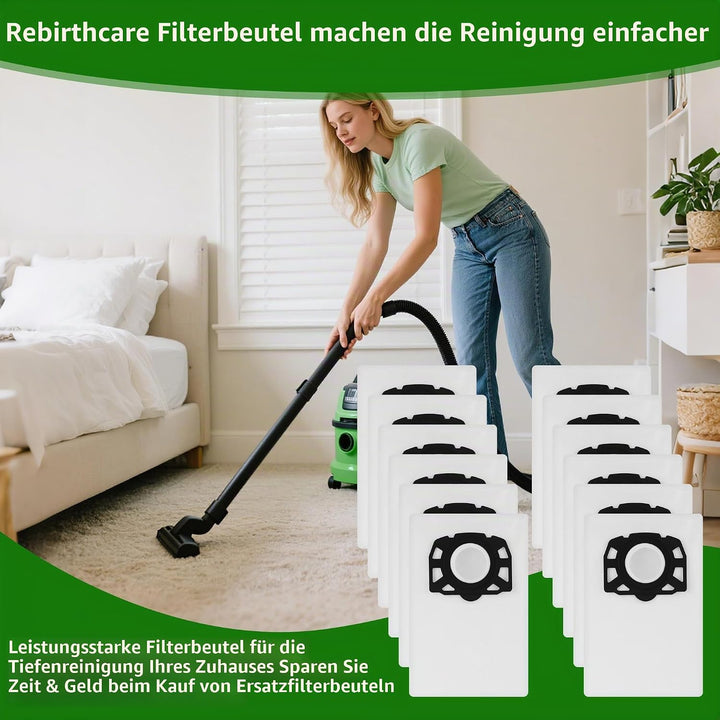 12 Stück KFI 487 Staubsaugerbeutel für Kärcher WD4,WD5,WD6,WD5P,WD6P, MV4, MV5, MV6, KNT4, Nass Troc