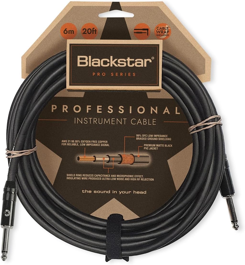 BLACKSTAR Pro Series Instrumentenkabel, gerade, ¼ Zoll Klinke auf gerade ¼ Zoll Klinke für Bass/E-Gi