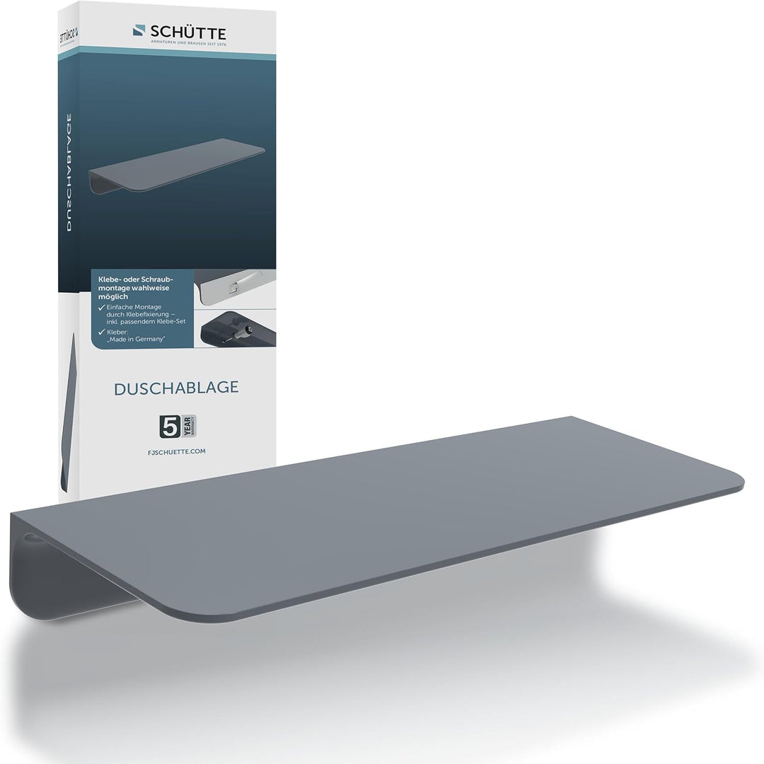 SCHÜTTE 10501 Duschablage selbstklebend Duschregal ohne Bohren Badregal Anthrazit Badablage zum Kleb