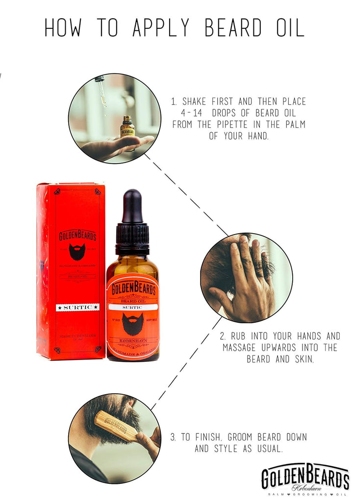 Bio Bartöl - SURTIC 30ml Öl - Das perfekte Bartöl für empfindliche Haut - Best Beard Produkte Wartun