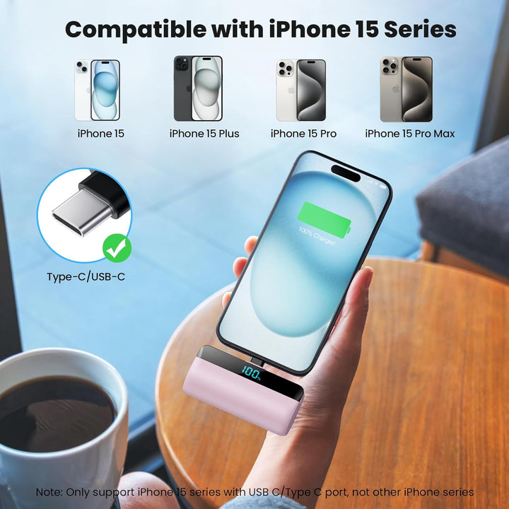 Feob Mini Power Bank 5200mAh für iPhone 17/16/15 Serie, PD 3A Schnellladung Powerbank USB C Externer