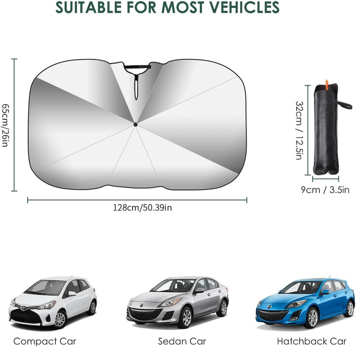 Auto Sonnenschirm für Frontscheibe Faltbarer mit 360° drehbare Stange-UV-Schutz Sonnenschutz Auto Fr