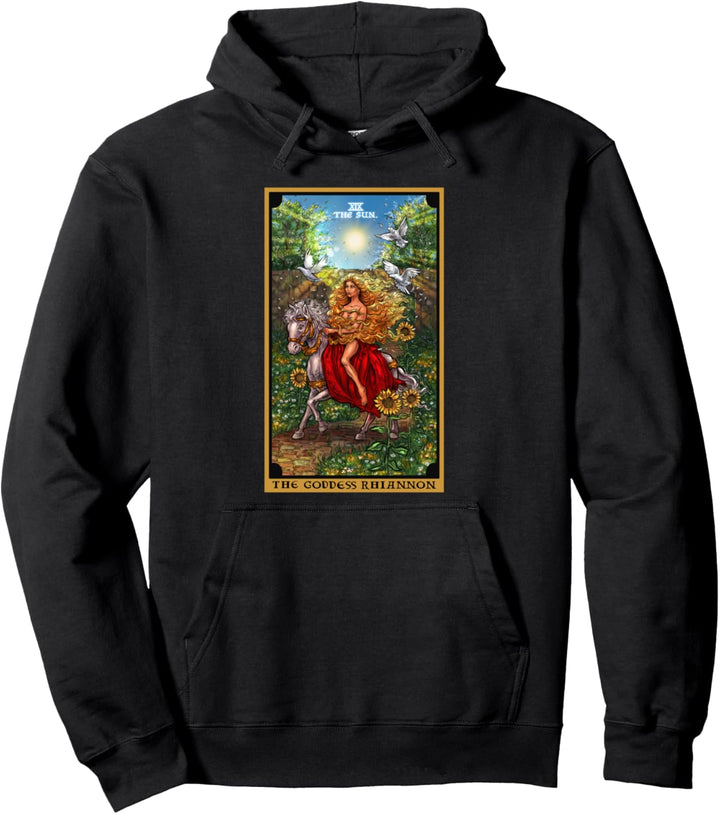 Tarotkarte mit der Göttin Rhiannon der Sonne, keltische heidnische Hexe Pullover Hoodie