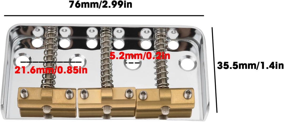 Kurze Gitarrensteg, Messing, kompensiert, kompatibel mit Telecaster-Gitarre, Silber