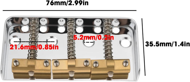 Kurze Gitarrensteg, Messing, kompensiert, kompatibel mit Telecaster-Gitarre, Silber