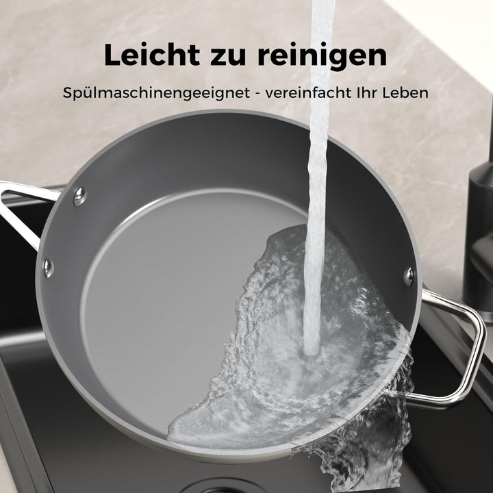 28cm Keramik Pfanne mit deckel, DiamondTitan-Keramikbeschichtung, Antihaft Keramik Bratpfanne mit Ed