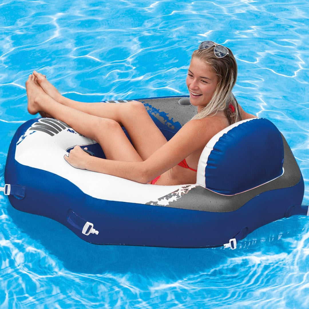 Intex 58854EU - Aufblasbarer Schwimmring River Run, Vinyl, Mehrfarbig, 130x126 cm achteckiger Sessel