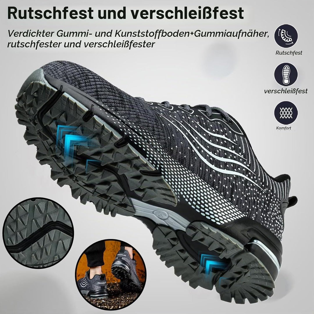 ISOOUS Sicherheitsschuhe Herren Damen Arbeitsschuhe Leicht Atmungsaktiv rutschfest Stahlkappe Schutz