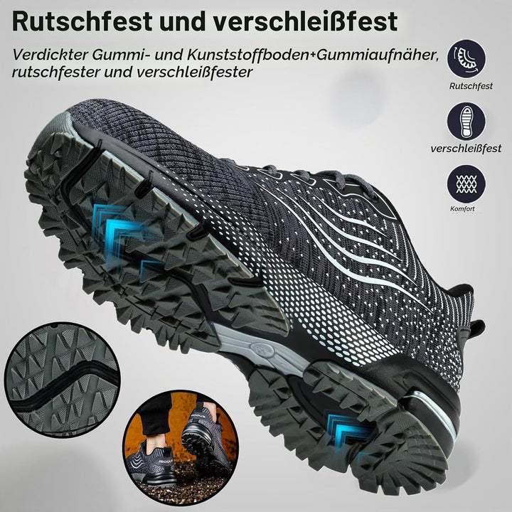 ISOOUS Sicherheitsschuhe Herren Damen Arbeitsschuhe Leicht Atmungsaktiv rutschfest Stahlkappe Schutz