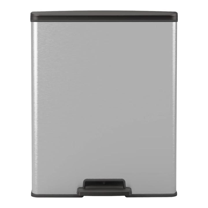 Curver Deco Bin Duo Tretmülleimer, Metallic Silber – Soft-Close-Deckel, 2 herausnehmbare 26L Eimer,