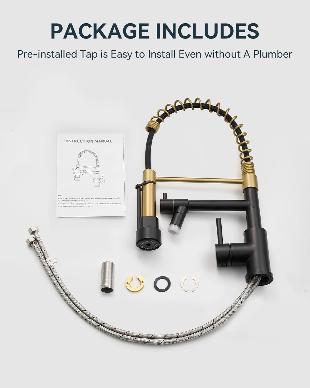 Warmiehomy LED Professionell Wasserhahn Küche,360° Schwenkbar Küchenarmatur mit Zwei Auslauf,Hoher B