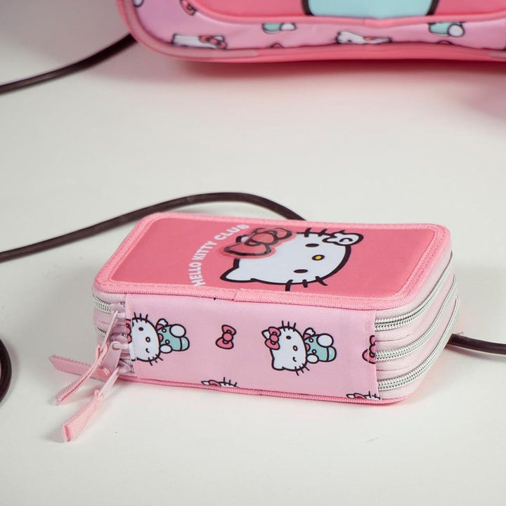 Hello Kitty Federmäppchen mit Giotto-Zubehör inklusive | Komplettes Hello Kitty Schulmäppchen für Mä