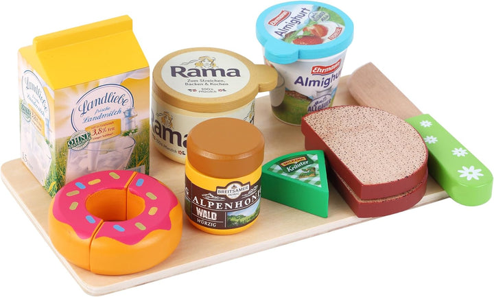 tanner DER KLEINE KAUFMANN TANNER Deco - Frühstücks-Set aus Holz, mit verschiedenen Produkten, Zubeh