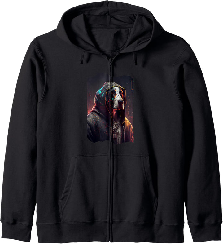 Englisches Pointer Cyberpunk-Kunstwerk Kapuzenjacke