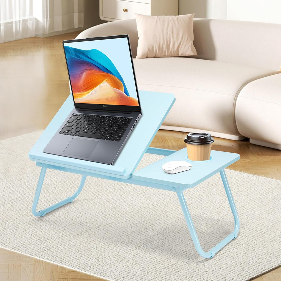 Klappbarer Laptoptisch Höhenverstellbar Lapdesk Notebooktisch mit Neigung Getränkehalter Laptop Tisc