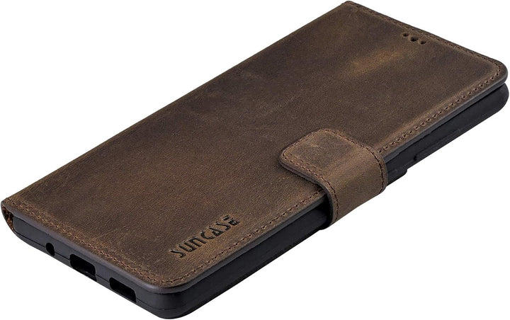 Suncase Book-Style Hülle kompatibel mit Samsung Galaxy S20 FE Leder Tasche (Slim-Fit) Lederhülle Han