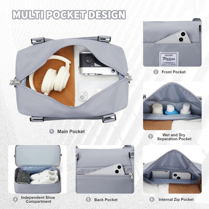 WEPLAN Reisetasche Damen Handgepäck Tasche Ryanair 40x20x25 für Flugzeug Airlines Sporttasche Reiset