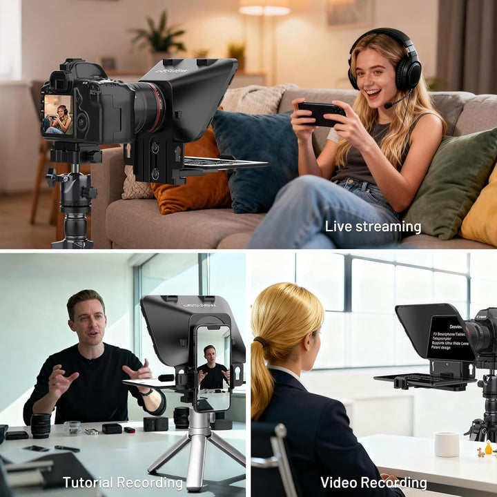 Desview T3 Teleprompter mit Fernbedienung für Smartphone Tablet Kamera DSLR Weitwinkelobjektiv für b