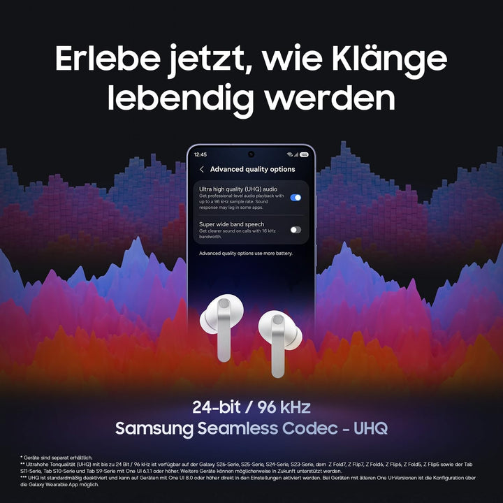 Samsung Galaxy Buds4 Pro, Kabellose Hi-Fi Bluetooth-Kopfhörer, 2-Wege-Lautsprecher, Geräuschunterdrü