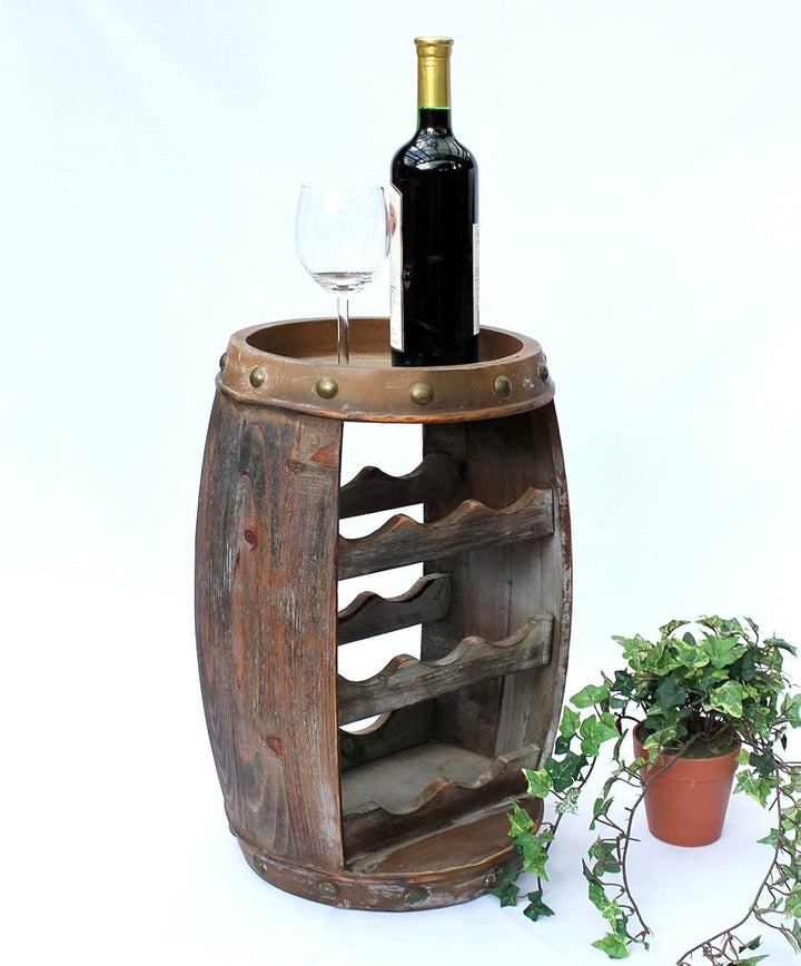DanDiBo Weinregal Holz Klein Weinfass 1555 Flaschenständer Flaschenregal 50 cm Regal Fass Holzfass