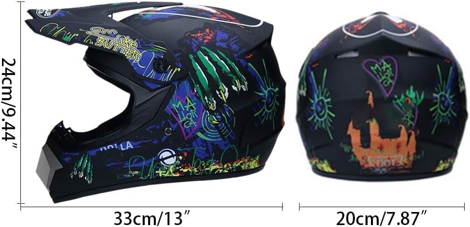 Bonbela Helm Professioneller Motocross Helm Kinder Erwachsene Motocross Dirt Bike Offroad Motorradhe