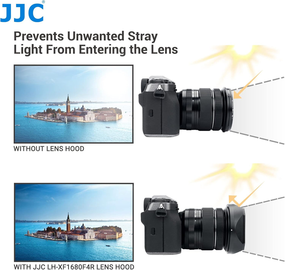 JJC Gegenlichtblende Schwarz für Fujifilm FUJINON XF16-80mmF4 R OIS WR Objektiv mit Schiebedeckel (7