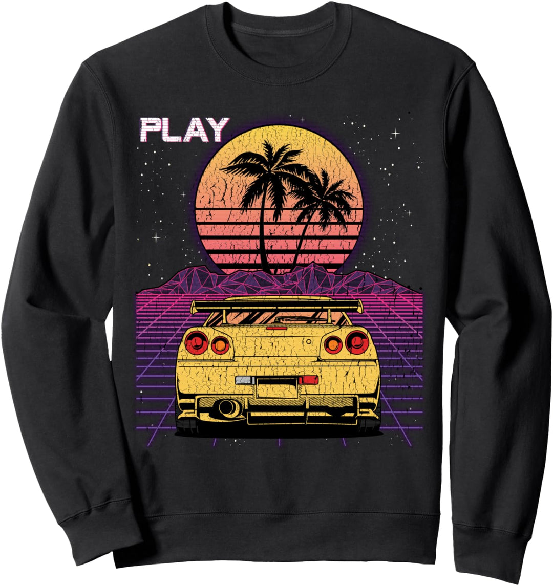 Synthwave JDM Auto Retro Drifting Racecar Retrowave Auto Sweatshirt