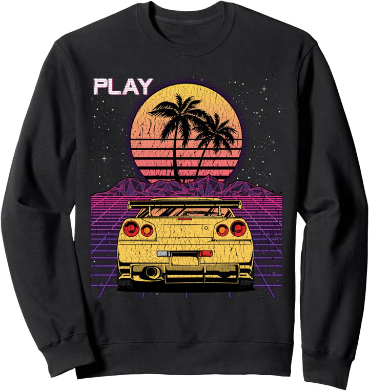 Synthwave JDM Auto Retro Drifting Racecar Retrowave Auto Sweatshirt