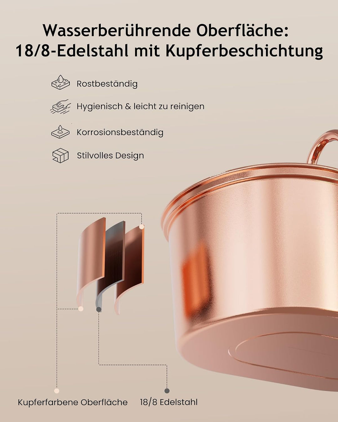 Kittyspout Katzenbrunnen 3,2L aus 304 Edelstahl, mit sichtbarem Wasserstand, leiser Pumpe und Filter