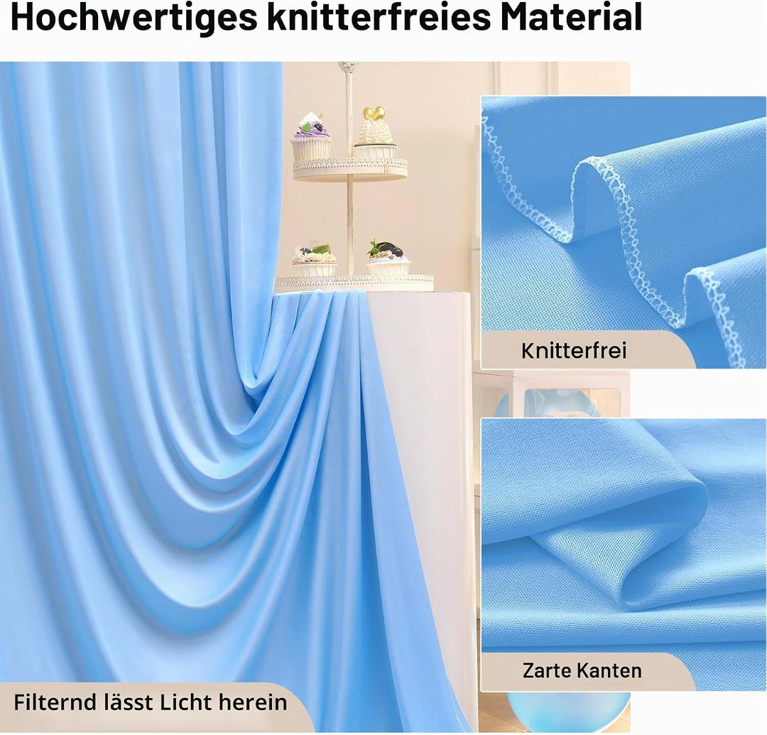 3×3 m Baby Blau Hintergrund Vorhang, Deko Hochzeit Party Junge&