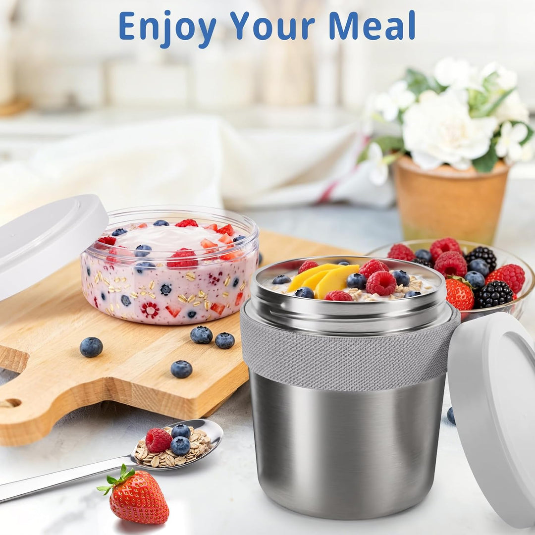 Cereal Cup to Go Stainless Steel, Cereal Cup to Go | Insulated Stainless Steel Yoghurt Cup, Leak Pro