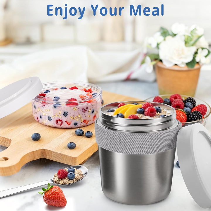 Cereal Cup to Go Stainless Steel, Cereal Cup to Go | Insulated Stainless Steel Yoghurt Cup, Leak Pro