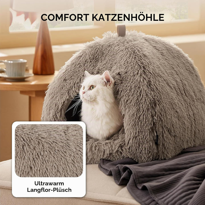 BEDSURE Katzenbett grosse Katzen Katzenhöhle- 44x44x44 cm Plüsch Katzenhaus Indoor mit abnehmbarem K