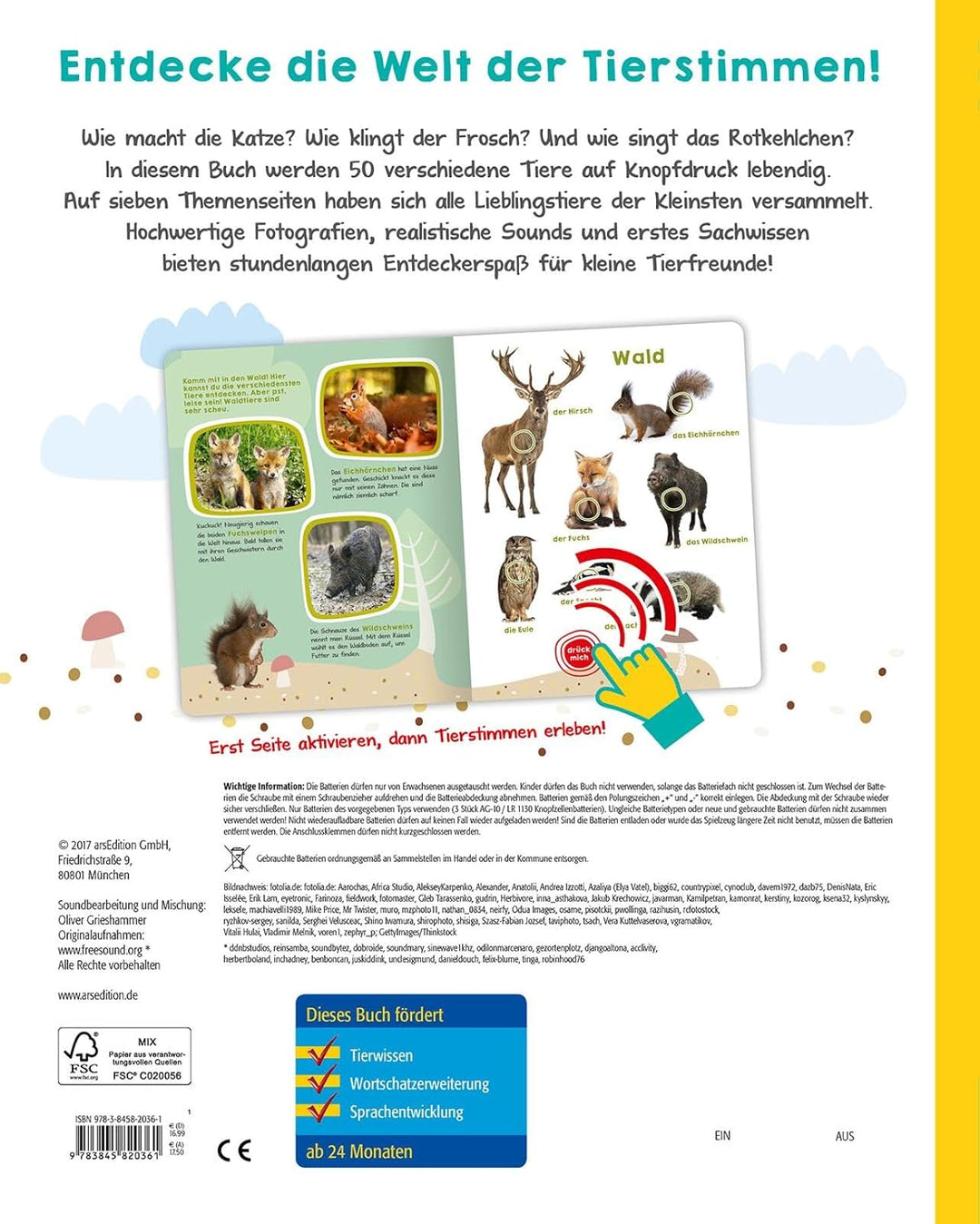 Mein grosses Buch der Tiergeräusche: Mit 50 Sounds | Hochwertiges Soundbuch mit realistischen Sounds