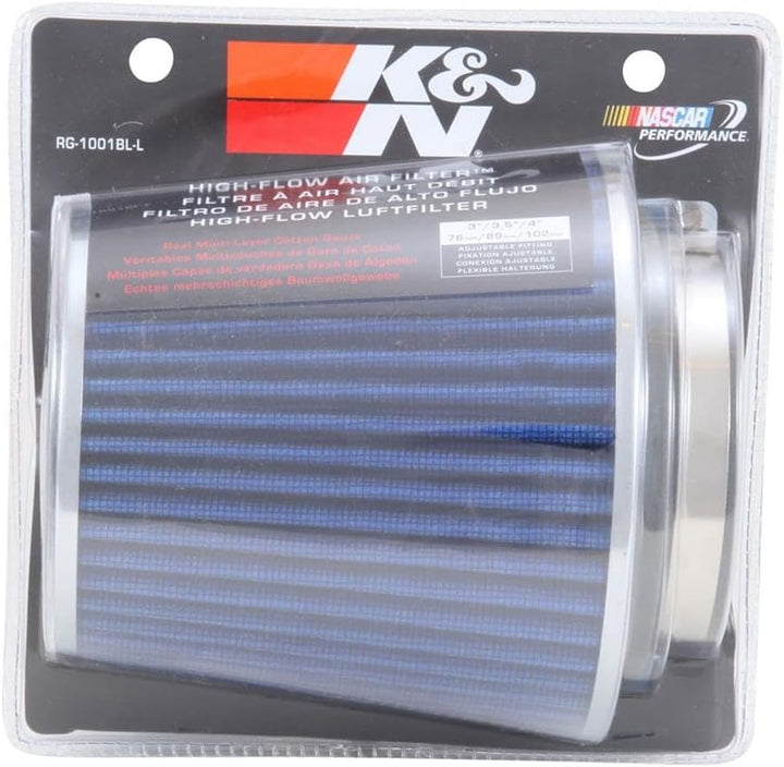 K N Filter & RG - 1001BL-L KFZ und Motorrad Universal-Luftfilter, verchromt