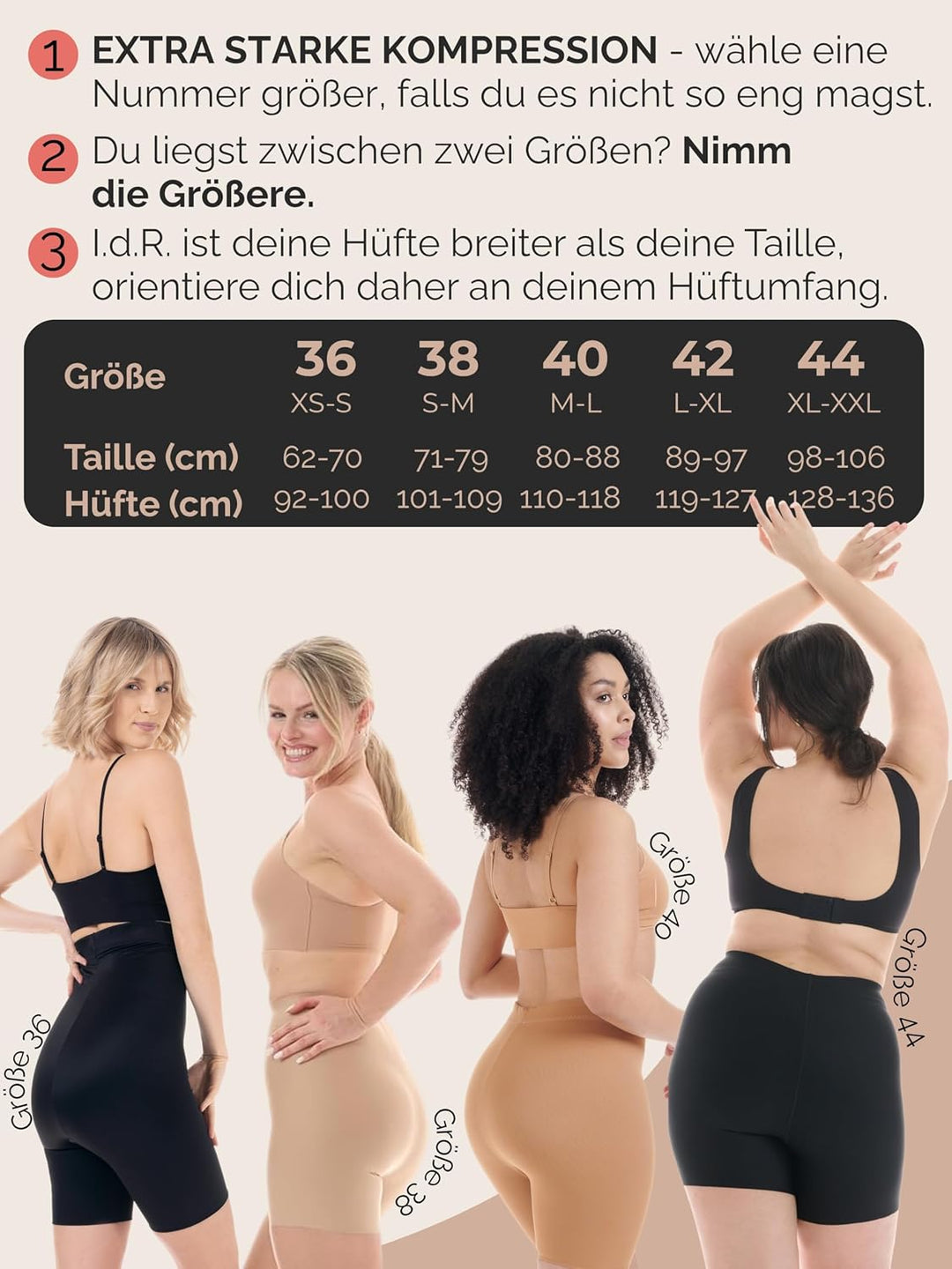 TONEST Shapewear Damen - Bauchweg Shaping-Miederhose - Mid Waist - extra stark-formend - Kompression