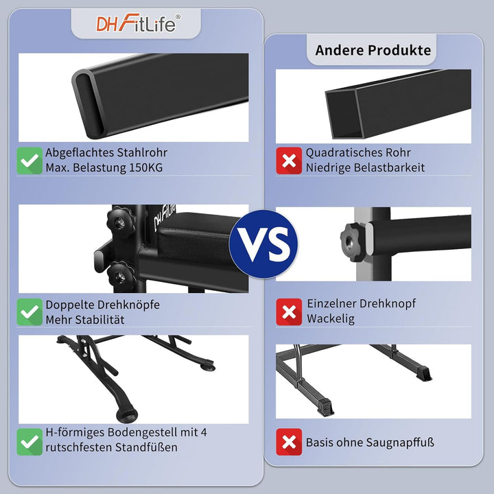 DH FitLife Power Tower Dip Station | Sport Geräte mit Klimmzugstange, Dip Barren u. Rückentrainer |