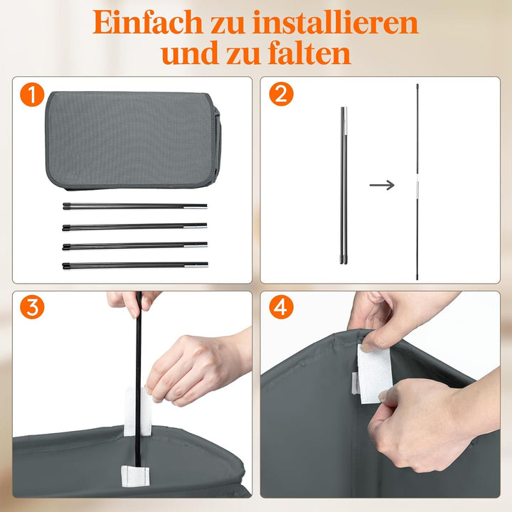 Lifewit 65L Wäschekorb Schmal mit Deckel, Wäschekorb Waschenkorbe Faltbar Klein, Wäschesammler mit G
